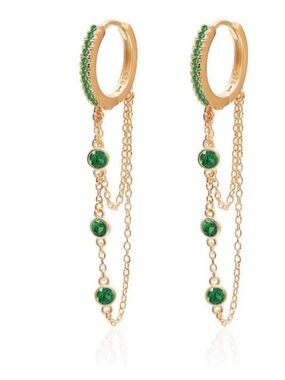 Alex Mika Kaia delicate green huggie dangle earrings $95
